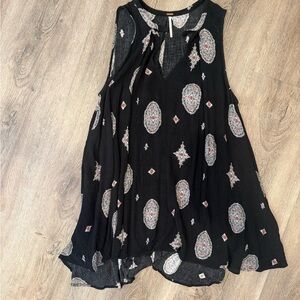 Free People Black Patterned Sleeveless Tunic